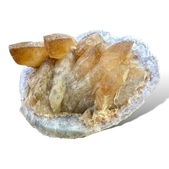 Calcite On Amethyst With Chalcedony