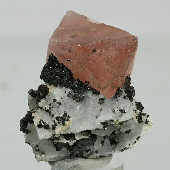 Fluorite With Byssolite & Chalcopyrite On Calcite