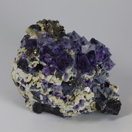 Fluorite & Arsenopyrite With Muscovite On Sphalerite