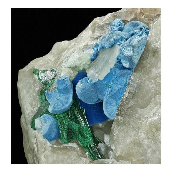 Shattuckite With Malachite On Quartz