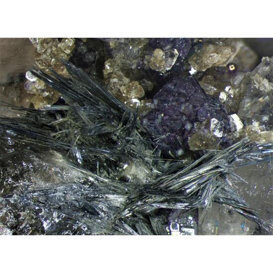 Cosalite & Fluorite On Quartz