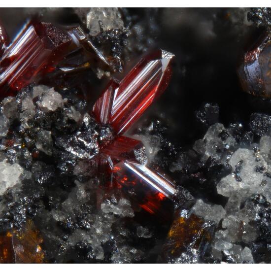 Proustite With Stephanite & Xanthoconite