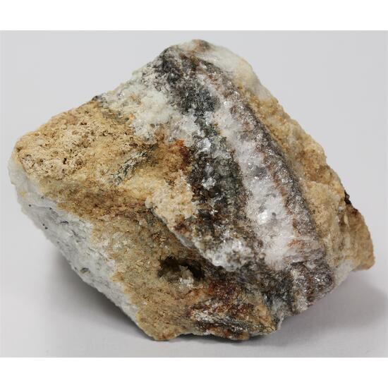 Stibnite With Antimony Ochre Gypsum & Calcite