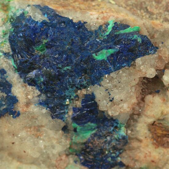 Azurite With Bismuth Ochre & Malachite