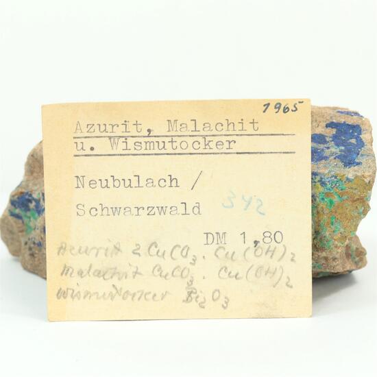 Azurite With Bismuth Ochre & Malachite