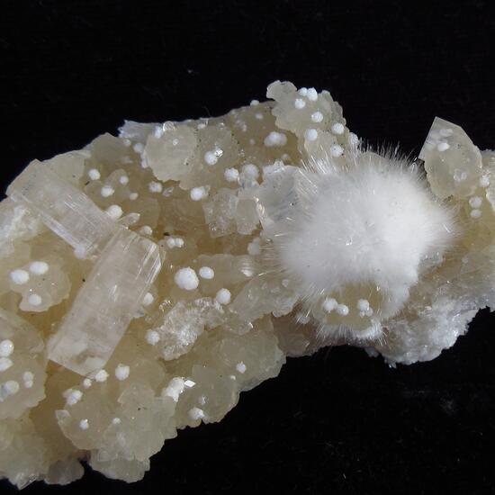 Okenite With Gyrolite & Apophyllite On Prehnite