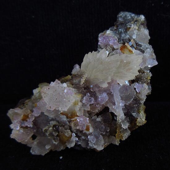 Calcite With Amethyst & Adularia