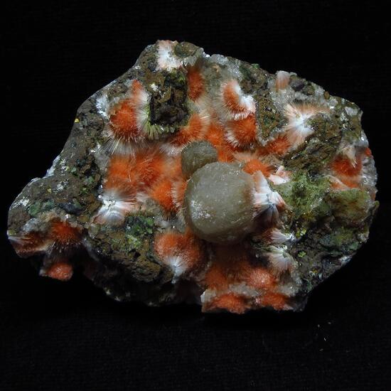 Mesolite On Heulandite  With Calcite