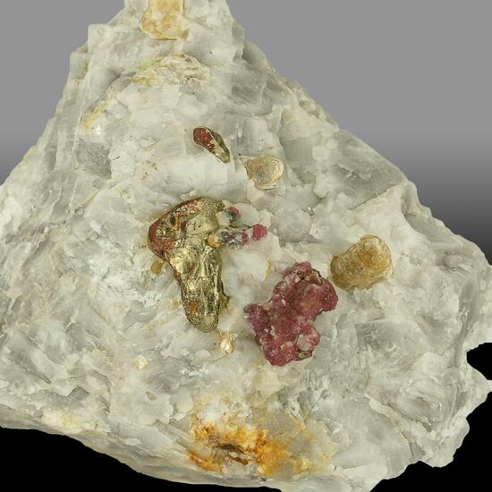 Ruby & Pyrite In Calcite