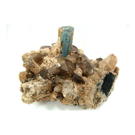 Aquamarine Quartz Schorl & K Feldspar