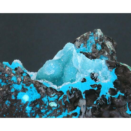 Quartz On Shattuckite & Plancheite