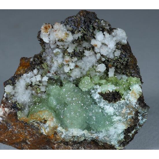 Cuprian Adamite & Calcite