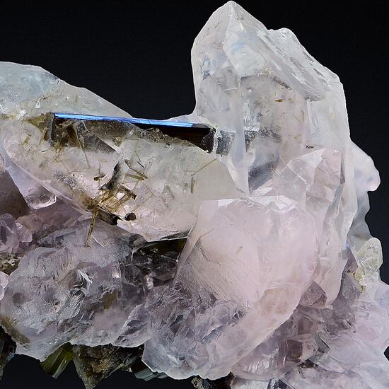 Tourmaline Var Verdelite On Rose Quartz