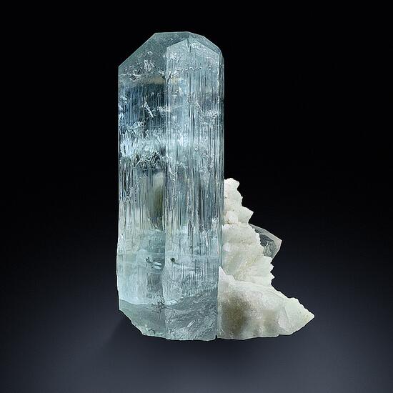 Aquamarine With Rock Crystal On Albite