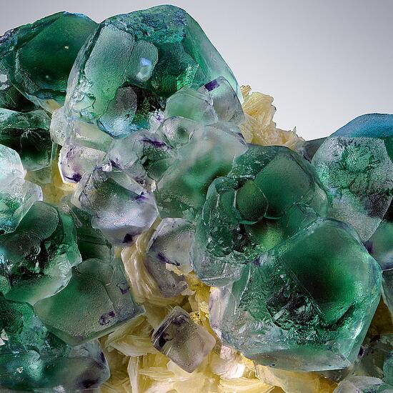 Fluorite & Herderite On Muscovite