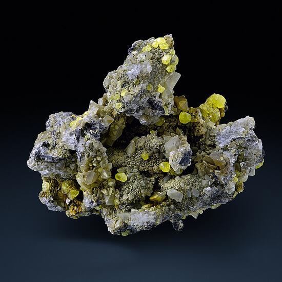 Native Sulphur & Baryte With Cervantite Psm Stibnite