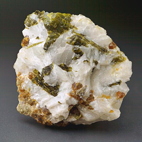 Epidote & Garnet In Wollastonite