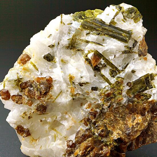 Epidote & Garnet In Wollastonite