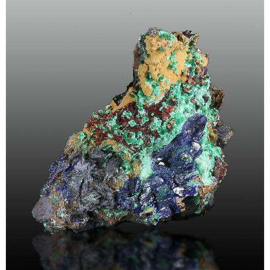 Azurite & Malachite On Goethite Psm Limonite Psm Calcite On Calcite