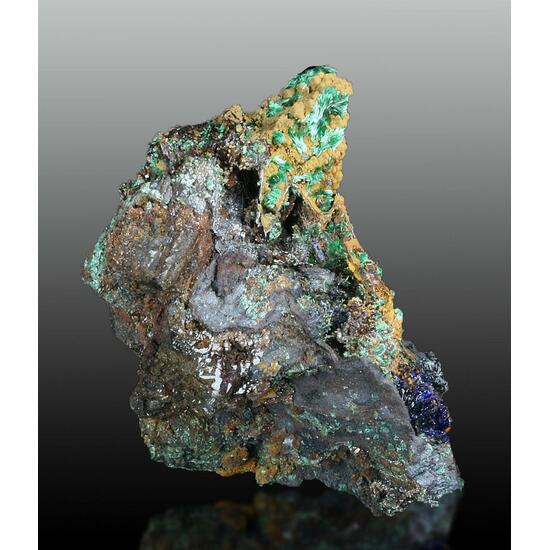 Azurite & Malachite On Goethite Psm Limonite Psm Calcite On Calcite