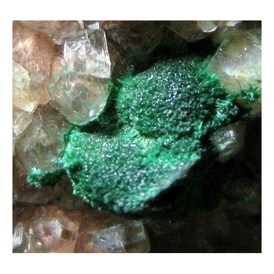 Malachite On Manganoan Calcite