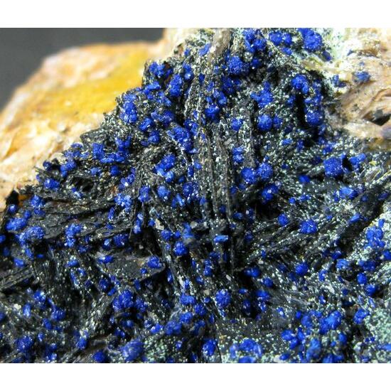 Azurite On Baryte With Zincolivenite