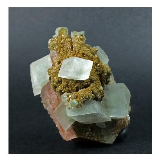 Calcite & Siderite On Hematite Inclusions In Quartz