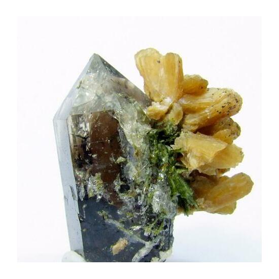 Stilbite On Smoky Quartz