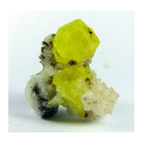 Sulphur On Aragonite & Bitumen