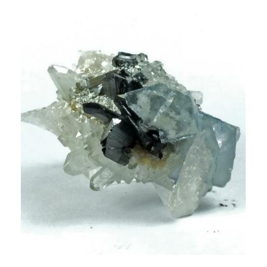 Wolframite On Quartz & Fluorite