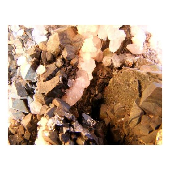 Pyrite Manganoan Calcite & Plumosite