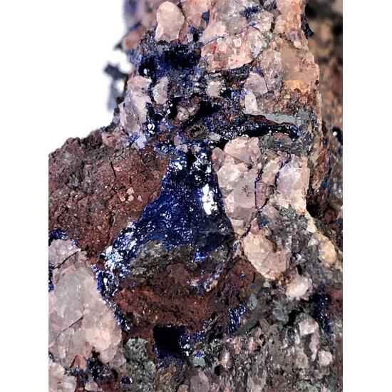 Azurite & Gearksutite On Fluorite & Goethite