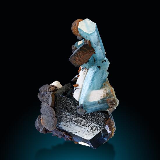 Aquamarine Siderite Feldspar Group & Schorl