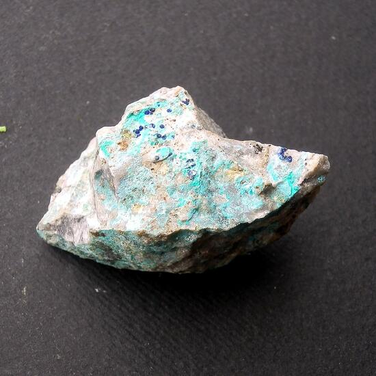 Theisite & Claraite & Cuprian Adamite & Azurite