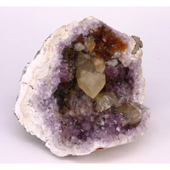 Calcite On Amethyst