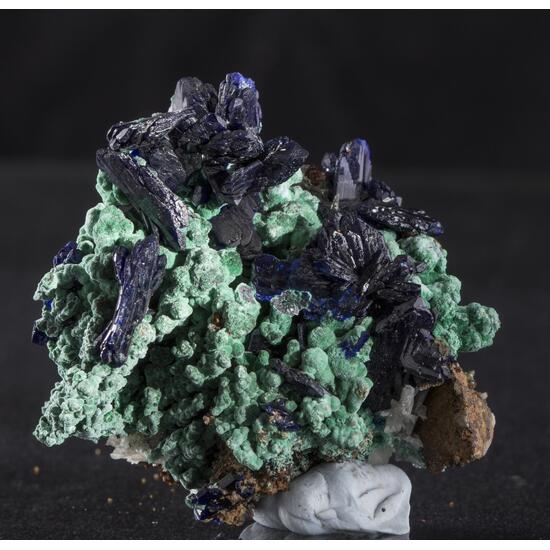 Azurite On Malachite With Cerussite