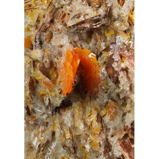 Wulfenite With Baryte Galena & Gypsum