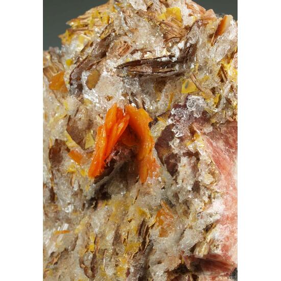 Wulfenite With Baryte Galena & Gypsum