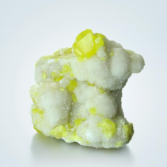 Native Sulphur With Aragonite & Calcite