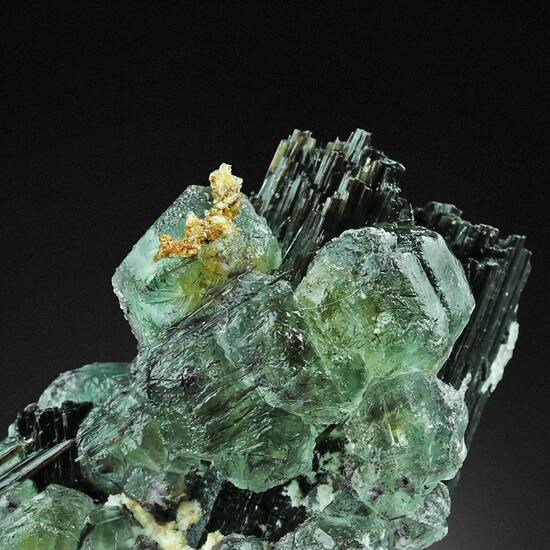 Fluorite On Tourmaline Var Schorl