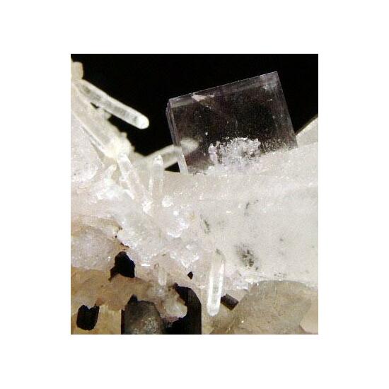 Ferberite With Fluorite On Quartz