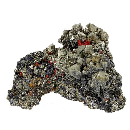 Pyrite With Realgar & Galena