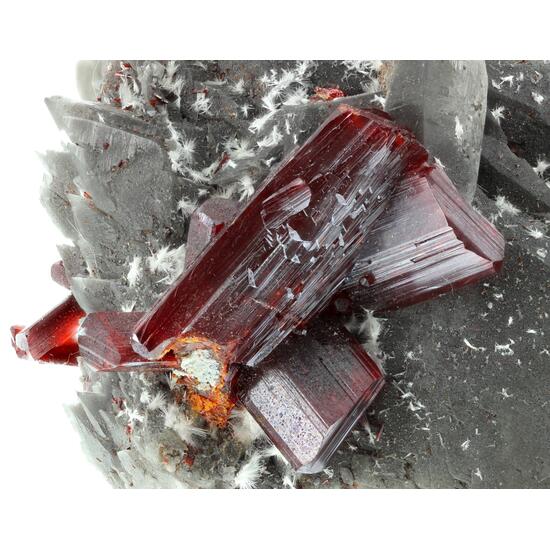 Realgar On Calcite With Picropharmacolite
