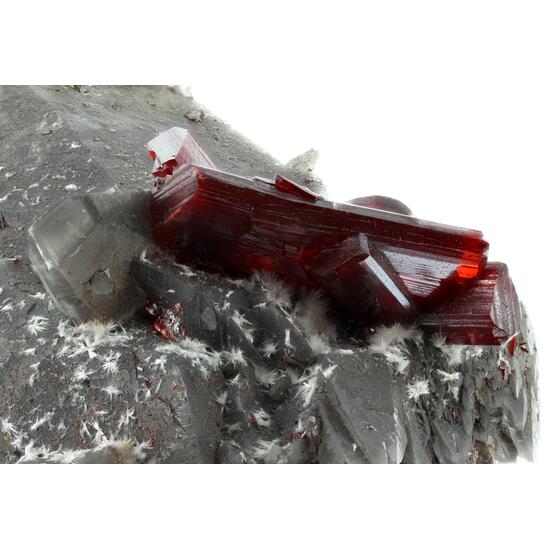 Realgar On Calcite With Picropharmacolite