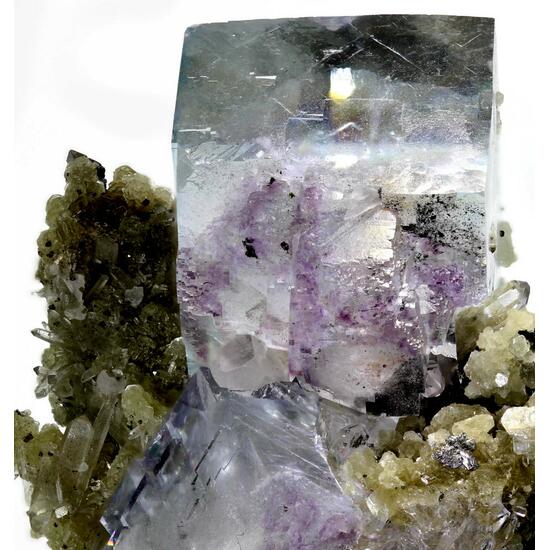 Fluorite With Stannite Chalcopyrite & Quartz