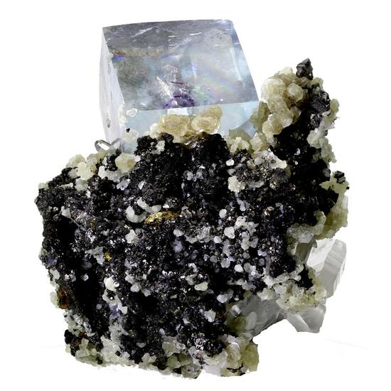 Fluorite With Stannite Chalcopyrite & Quartz