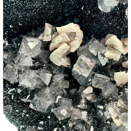 Fluorite With Dolomite & Quartz On Specularite