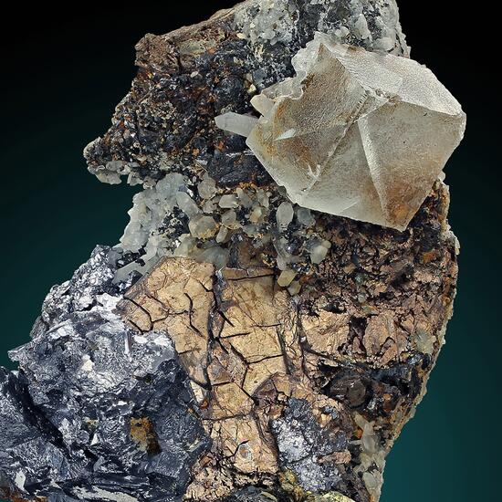 Fluorite On Pyrrhotite With Galena Quartz & Chalcopyrite