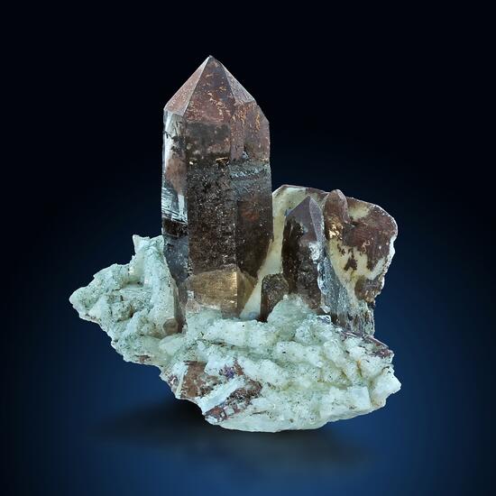 Smoky Quartz & Fluorite On Feldspar